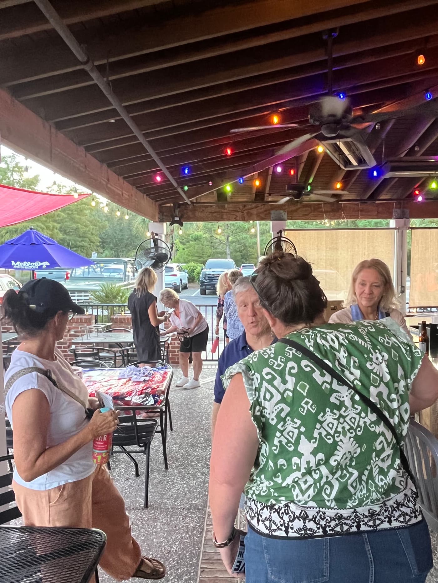 Residents talking at an evening meet and greet