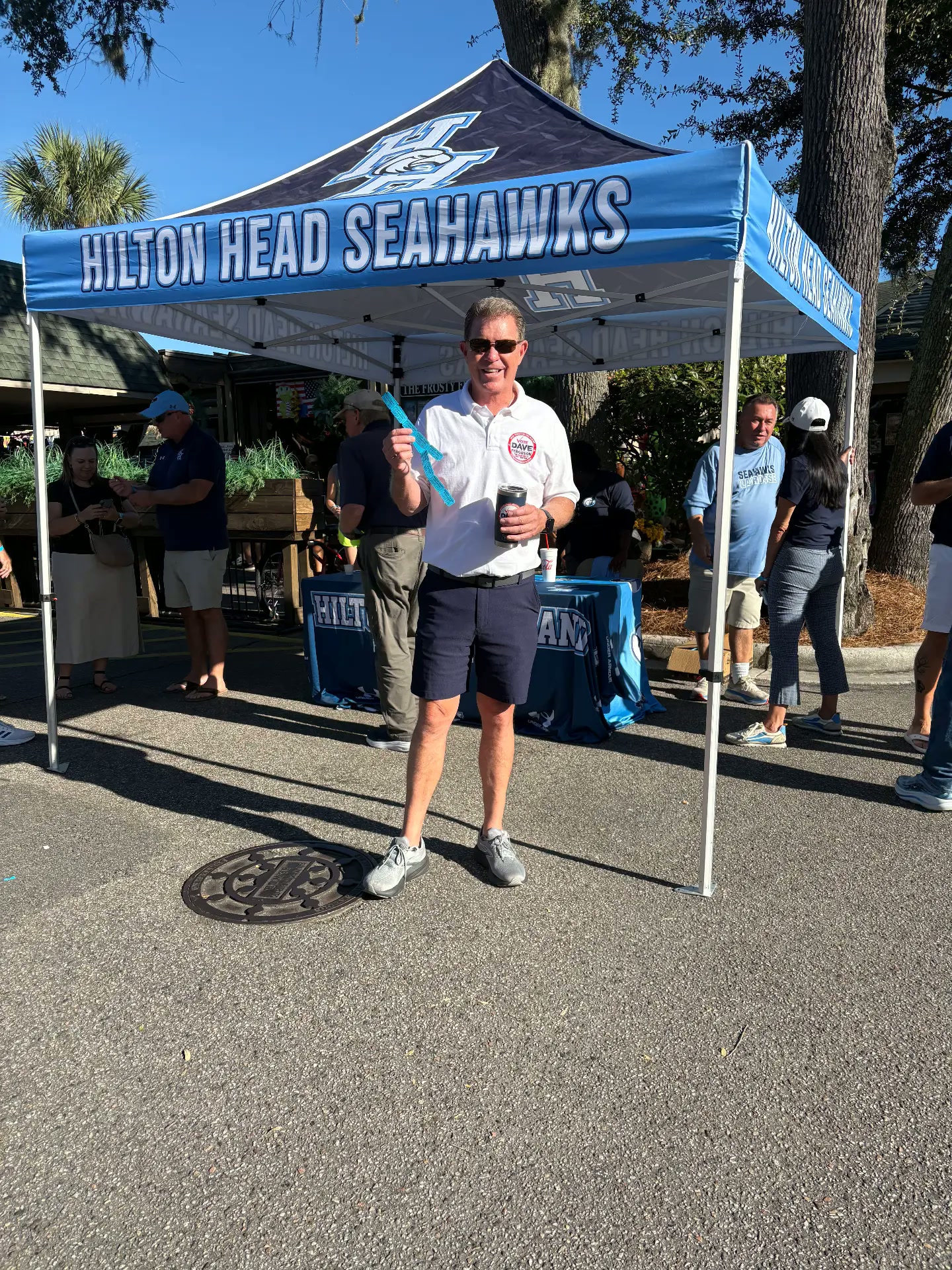 Dave Ferguson at the Hilton Head Seahawks tent with supporters